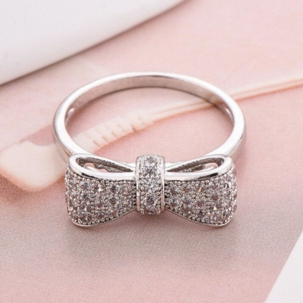925 Silver White Sapphire Ring New - Picture 3 of 5